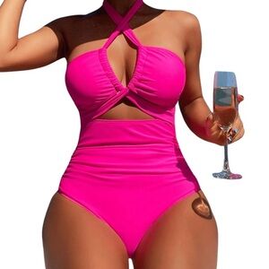 Vibrant Pink Halter Swimsuit NWOT